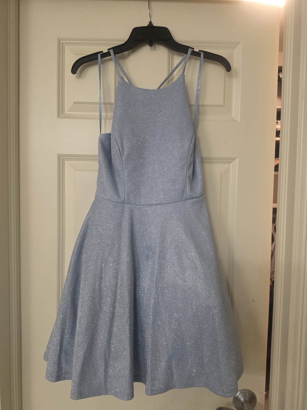 City Studio Sparkle Blue Double-Strap Party Dress
